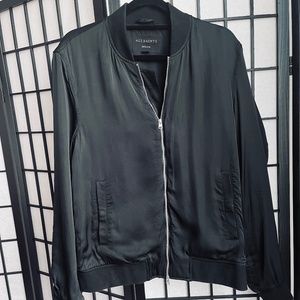 Allsaints Men’s Lightweight Viscose Black Bomber Jacket / Size- Medium